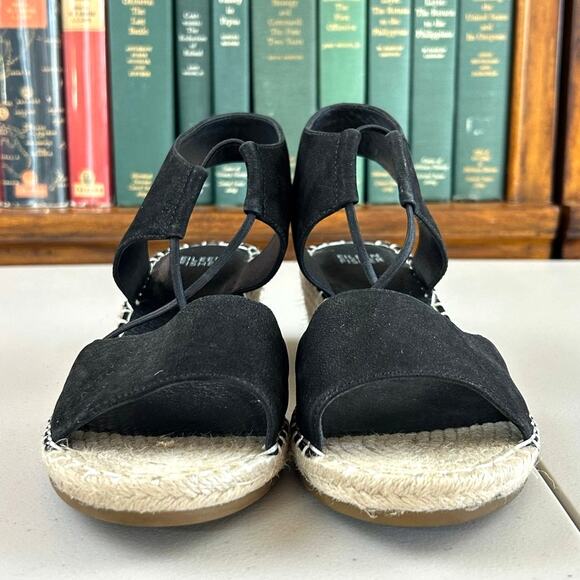 Eileen Fisher Black Suede "Whim" Wedge Espadrille Sandal Sz 9.5 MSRP $198 - Picture 3 of 8